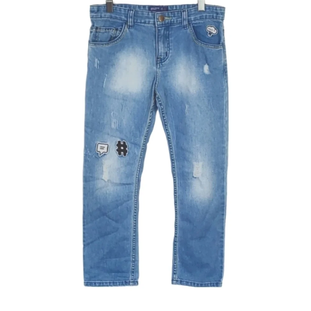 Swag Junior Distressed Patched Jeans - Light Wash
